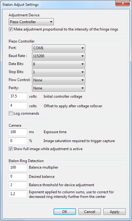 Etalon Adjust - Settings